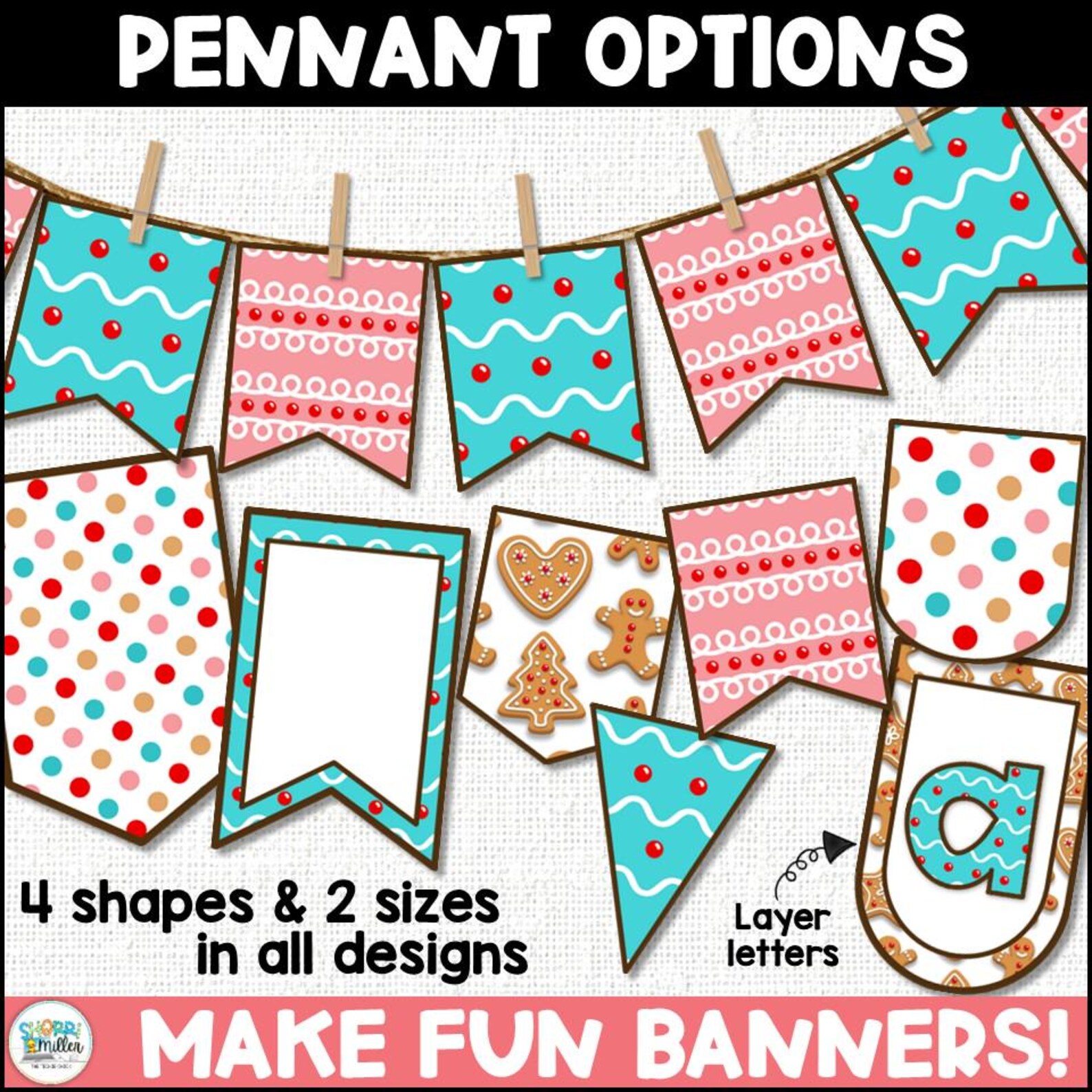 Christmas Gingerbread Cookie Bulletin Board Letters Numbers Banners ...