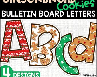 Christmas Gingerbread Cookie Bulletin Board Letters Numbers Banners & Ideas, December Classroom Door Decor, Winter Printable Decorations