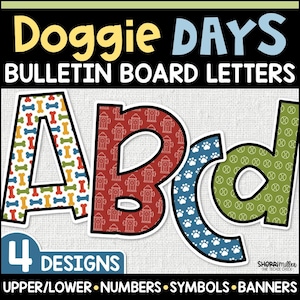 Dog Theme Back to School Bulletin Board Letters and Ideas, Printable Letters Numbers, Classroom Teacher Door Decor Decorations