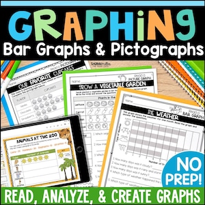Graphing Activities Bar Graphs Pictograph & Picture Graphs, 2nd and 3rd Grade Math Worksheets for Kids, Digital Google Slides, Homeschool
