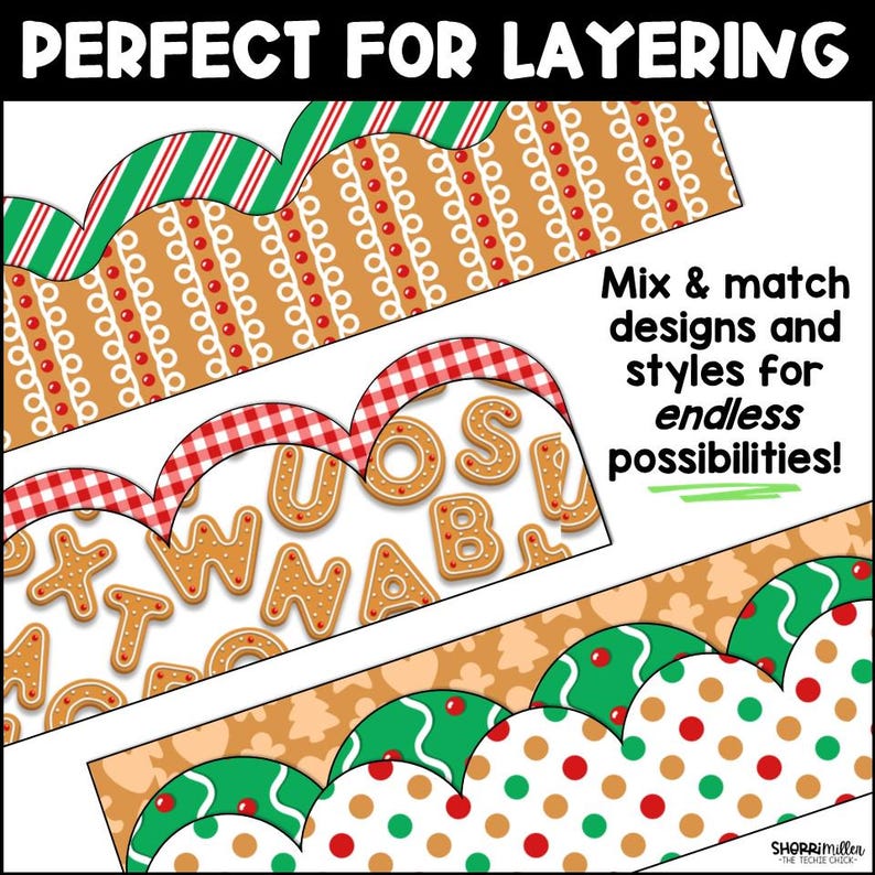 Christmas Gingerbread Cookie Bulletin Board Borders, Winter Teacher ...