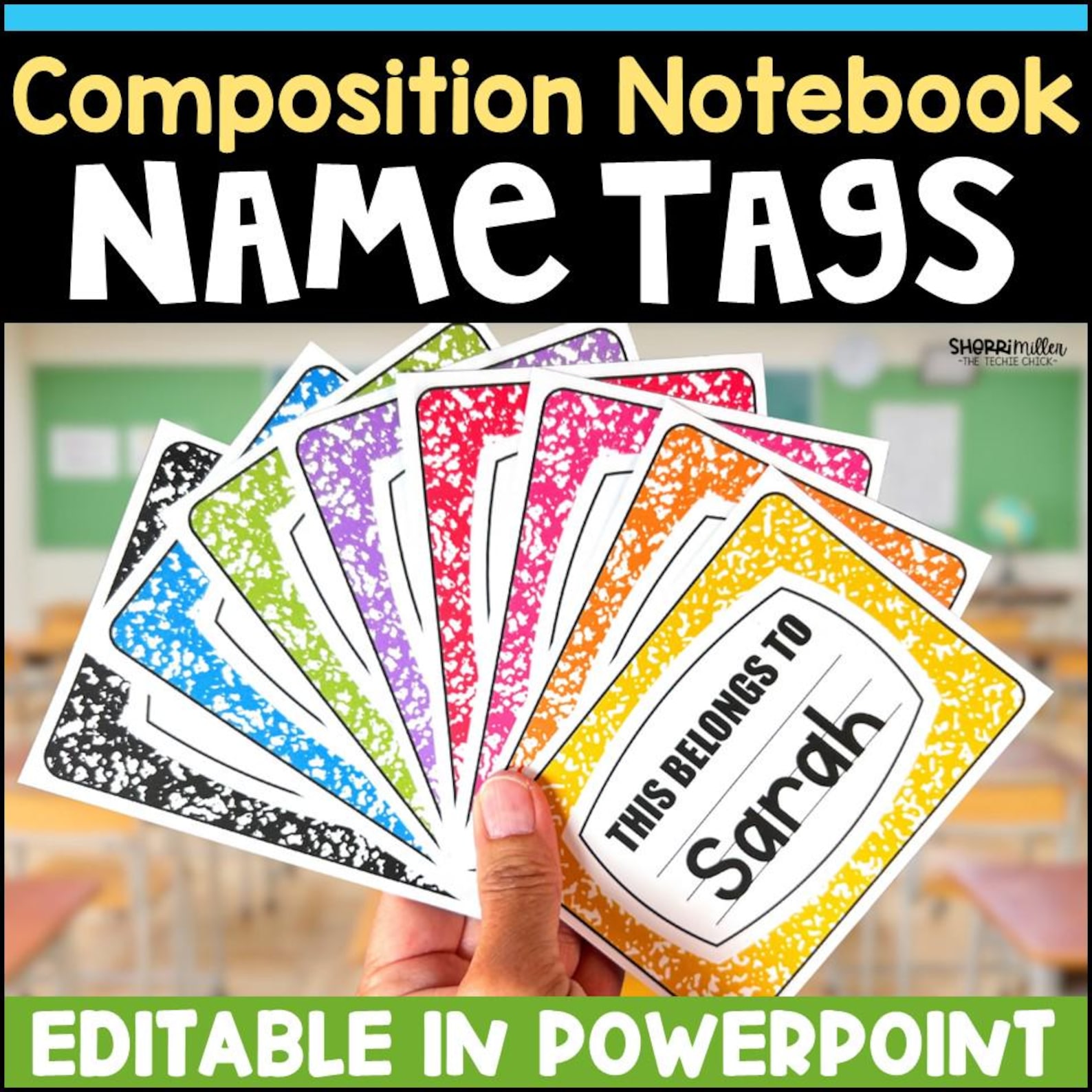 Composition Notebook Editable Name Tags for Classroom Decor Bulletin ...