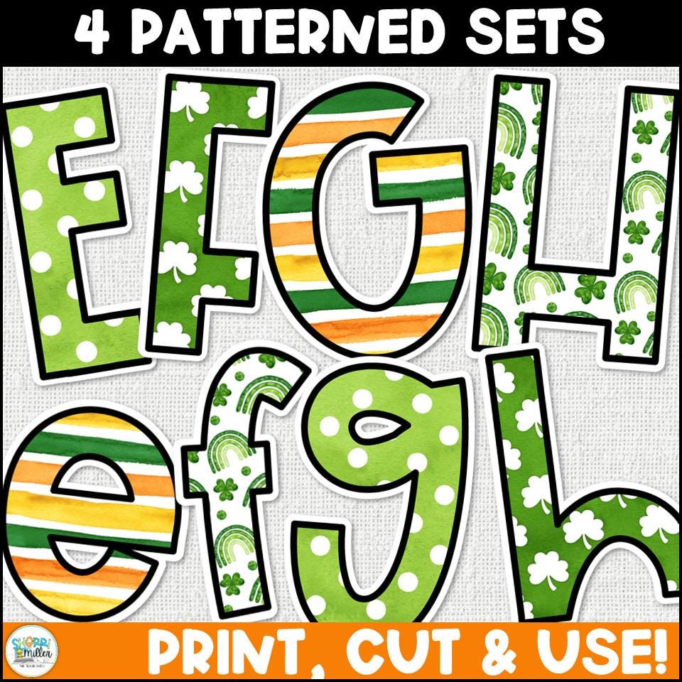 St. Patrick's Day Bulletin Board Letters, A-Z Bulletin Board Letters ...
