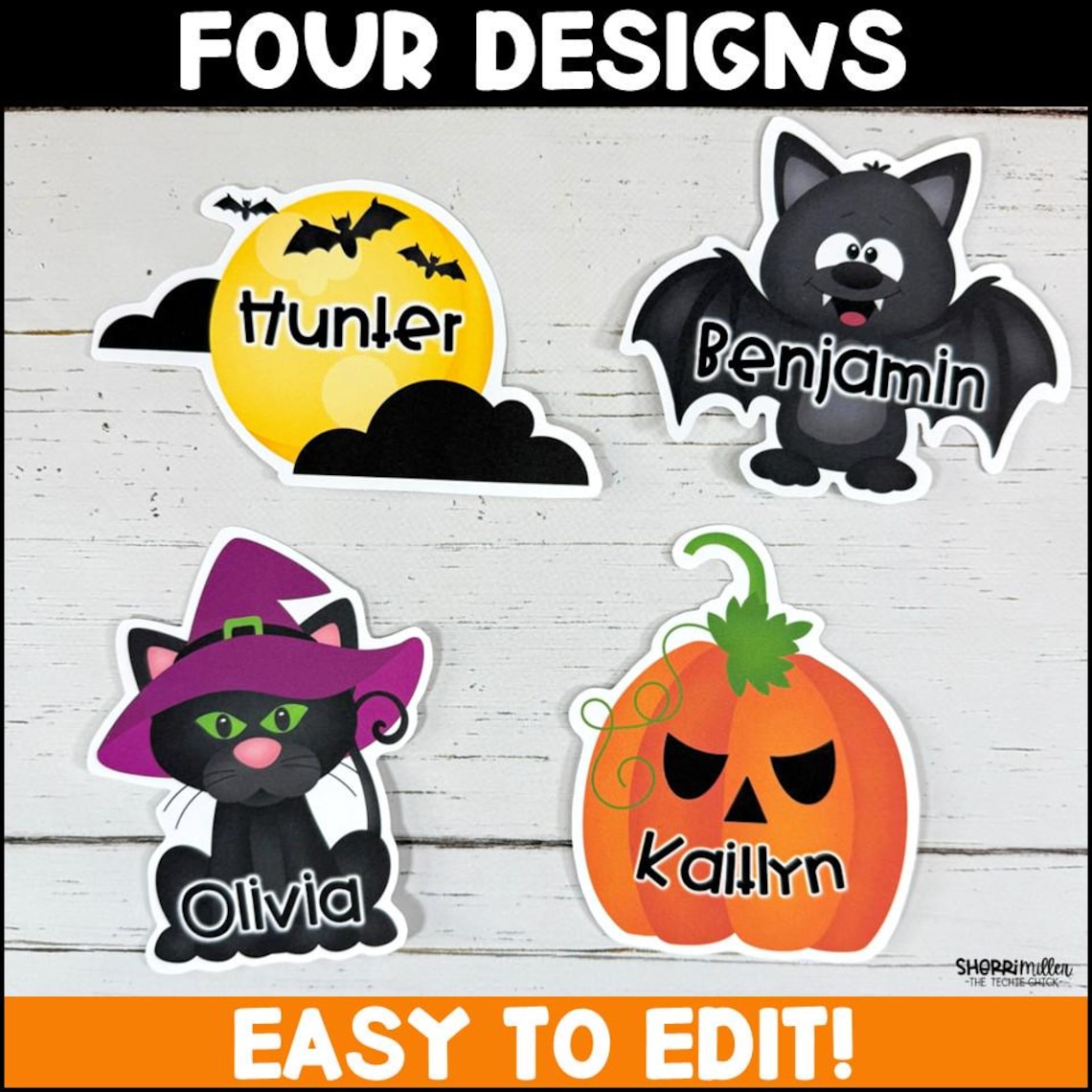 Fun October Labels Editable Halloween Name Tags for October Classroom Fall Door Decor ...