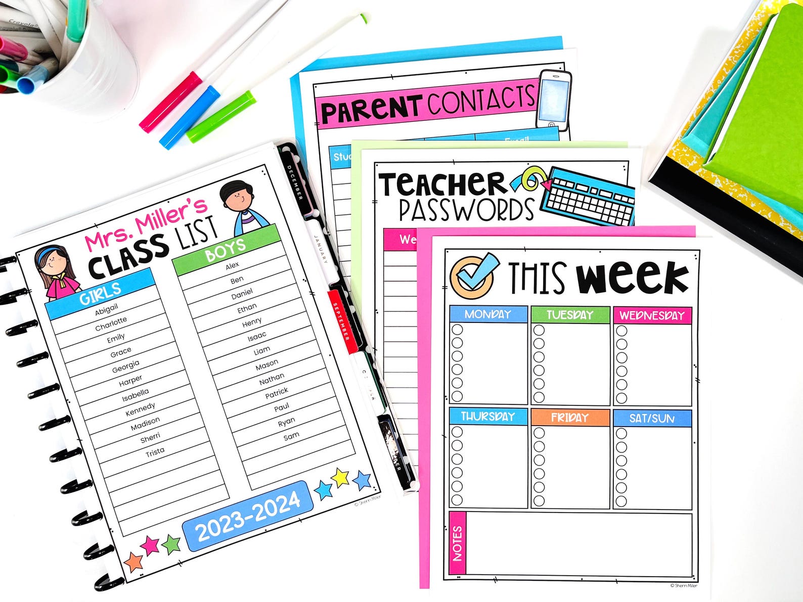 Editable Teacher Planner Back to School Forms for Monthly Teacher ...