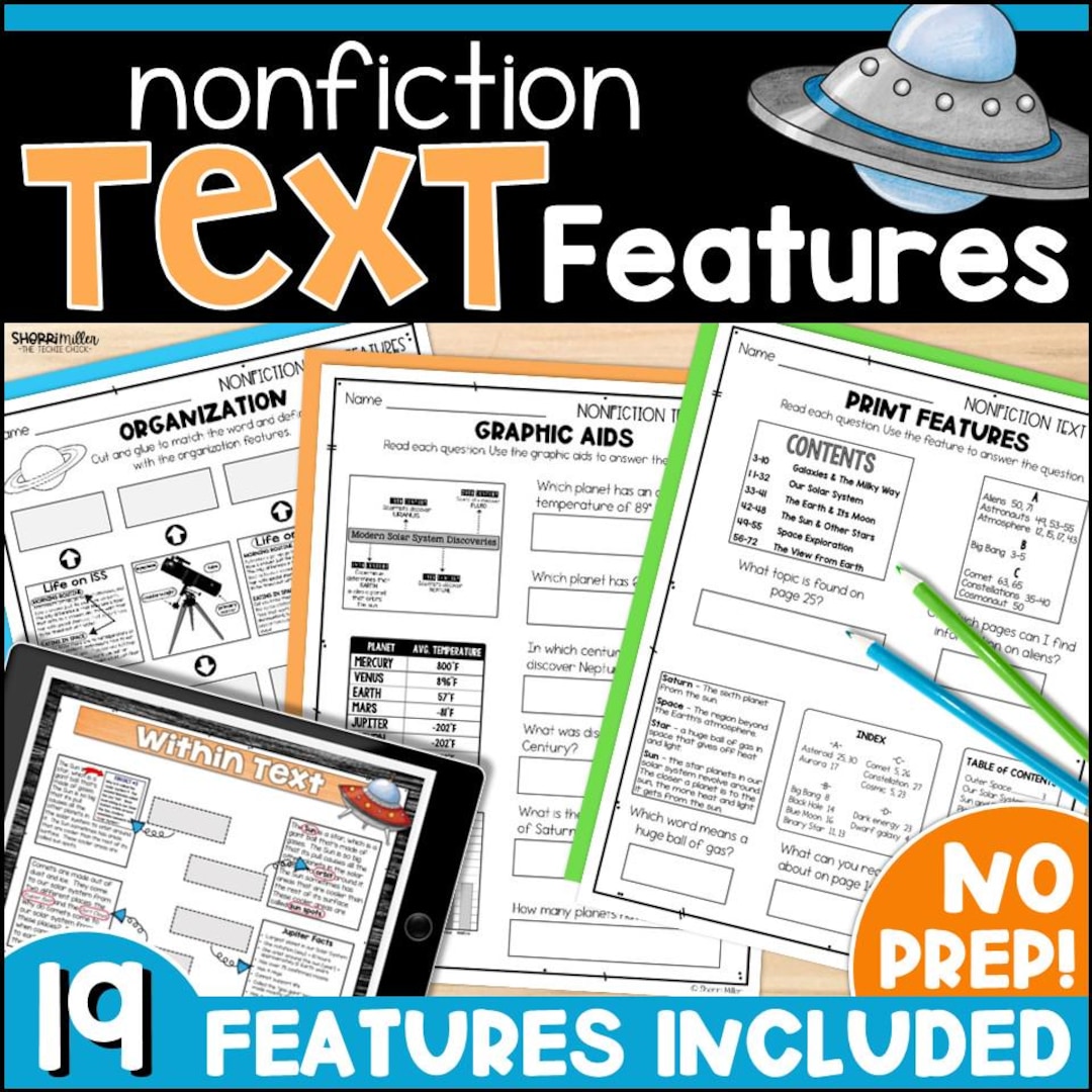 Nonfiction Text Features Worksheets, Reading Informational Text, 2nd ...