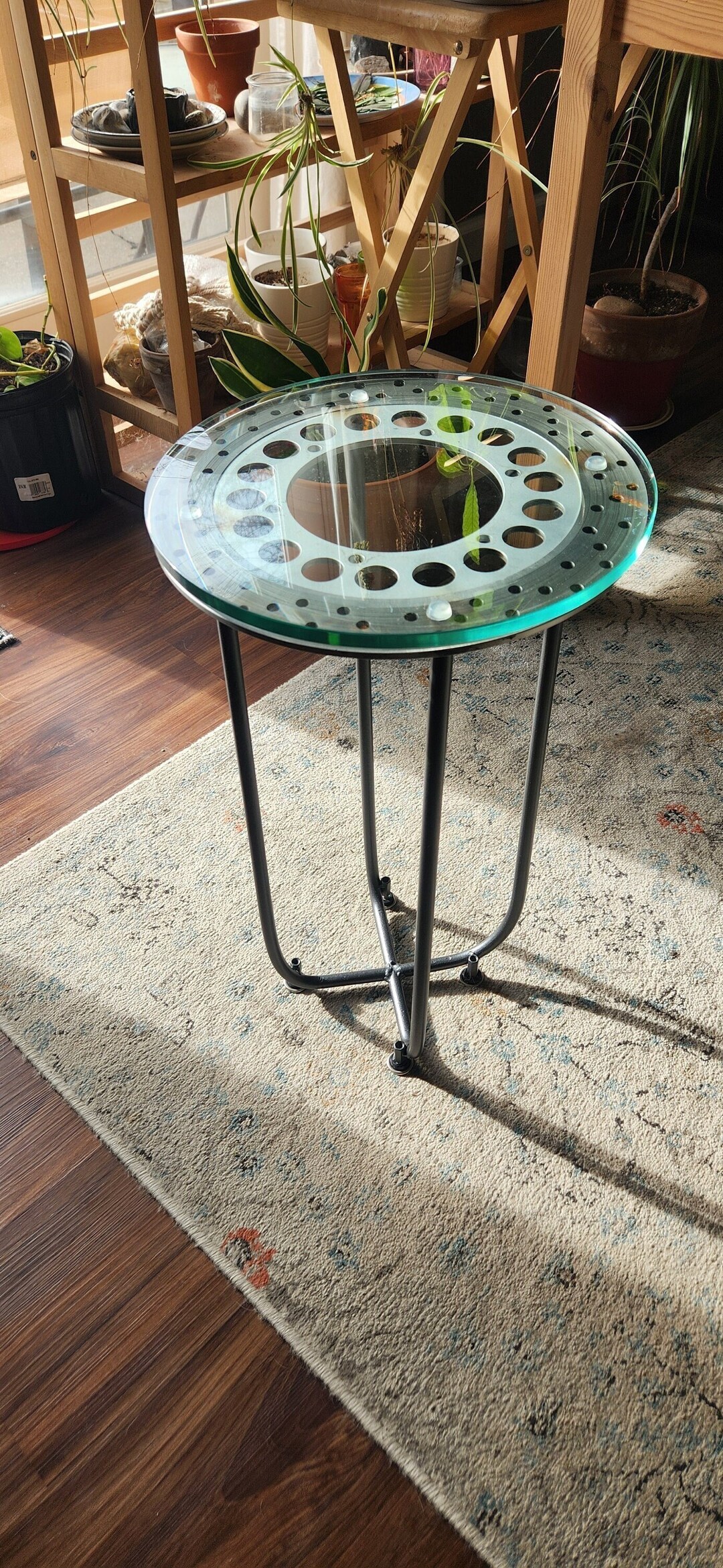 Motorcycle Brake Rotor Glass Top Table - Hand Bent & Welded - Yamaha ...