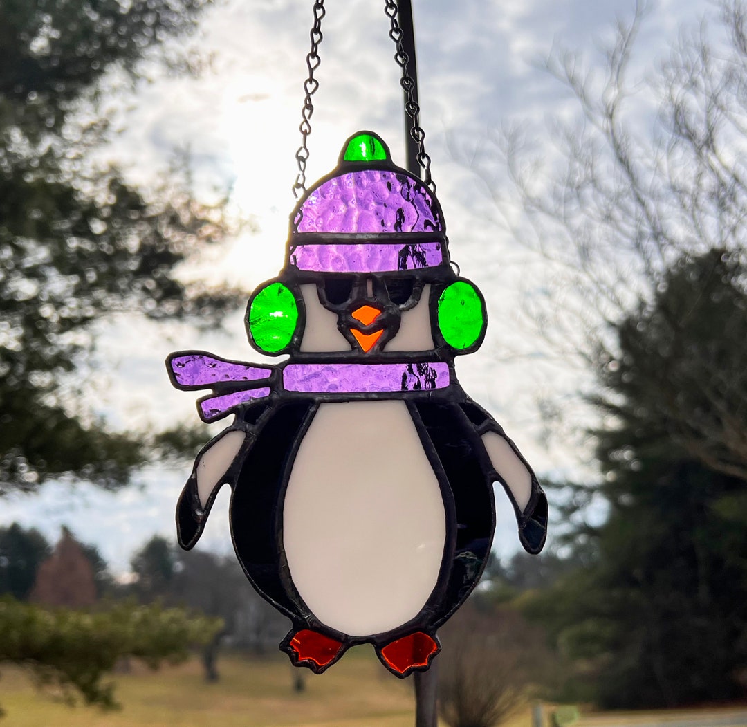 Stained Glass Penguin Glass Window Art Penguin Nature - Etsy