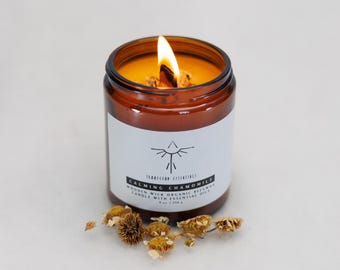 Calming Chamomile Bio-Bienenwachskerze 9 oz / Transcend Kosmetik