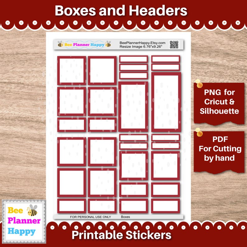 Printable Planner Envy Boxes and Headers Romeo Red - February - Etsy