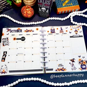 Printable October Monthly Planner Stickers ~ Halloween Ghosts and Fall ...