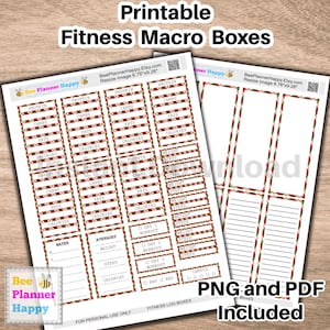 Afdrukbare fitness-macroboxstickers ~ geruite kerstboxen geschikt voor HP klassieke stressbeheersing en andere lay-out ~ Stap-, gewicht-, calorieëntrackers