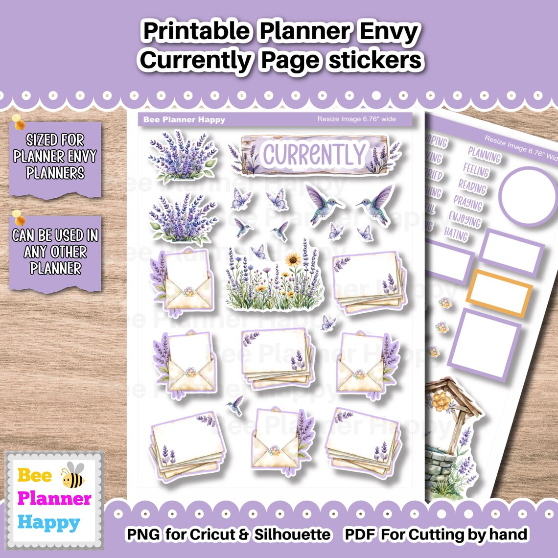 Printable Planner Envy Currently Page Stickers ~ May Lavender Dreams - Etsy