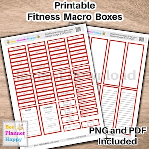 Afdrukbare fitness-macroboxstickers ~ RODE dozen geschikt voor HP klassieke stressbeheersingslay-out en andere ~ Stap-, gewicht-, calorieëntrackers