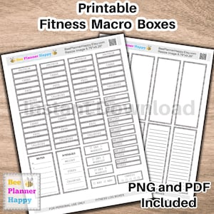 Afdrukbare stickers fitnessmacrobox ~ Zilveren doosjes geschikt voor HP Classic Stress Management-indeling en andere indelingen ~ Stap-, gewicht- en calorieëntrackers