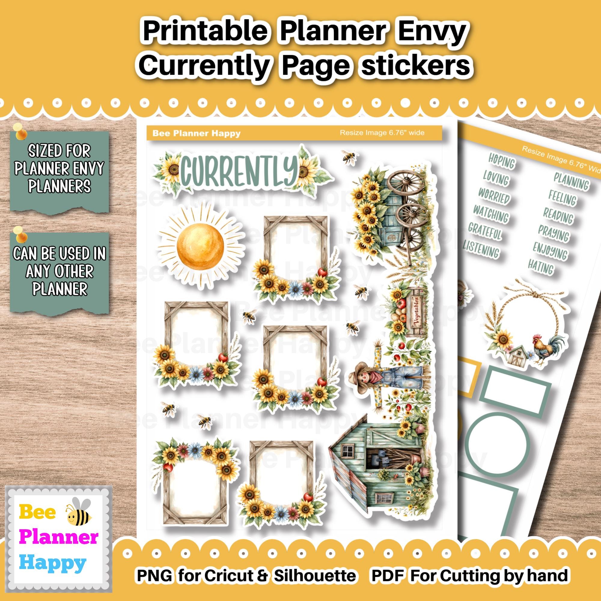 Printable Planner Envy Currently Page Stickers Set ~ April Sunflower ...