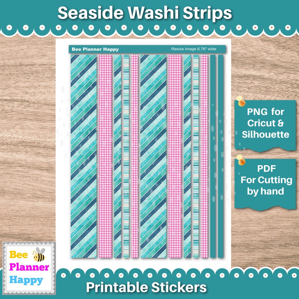 Printable Washi Strips Tropical Planner Stickers - Seaside June - Etsy