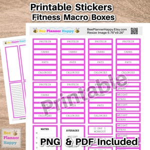 Afdrukbare stickers fitnessmacrobox ~ Felroze dozen geschikt voor HP klassieke stressbeheersingslay-out en andere ~ Stap-, gewicht-, calorieëntrackers