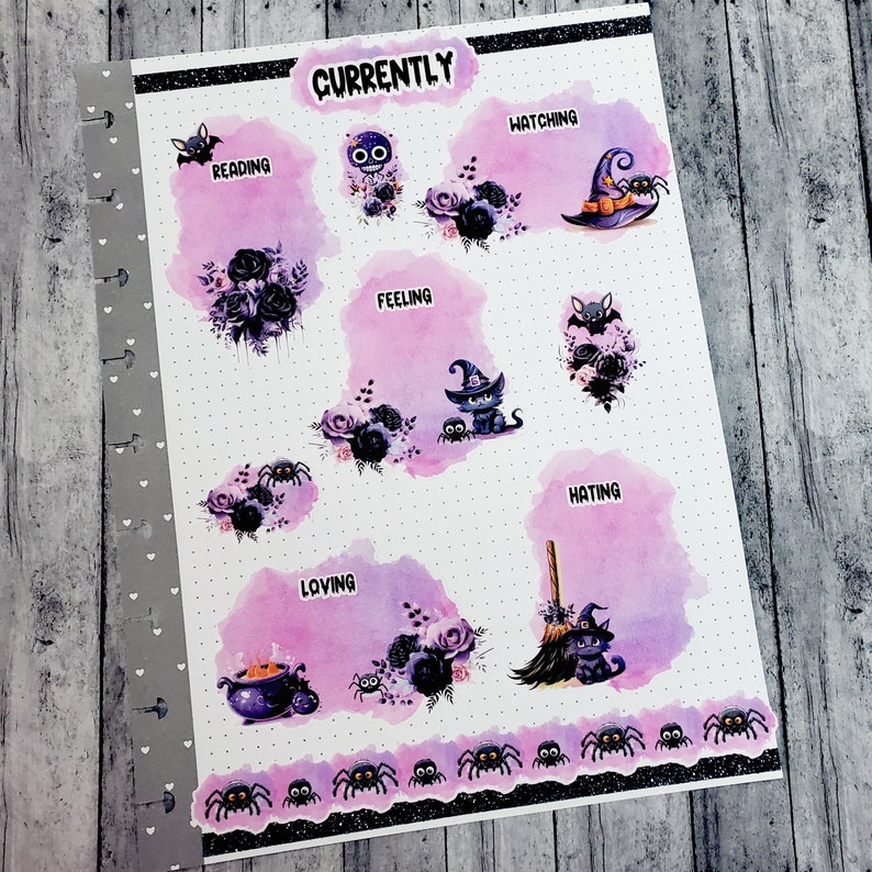 Cute Spiders and Black Cat Stickers for Halloween October Planners ...