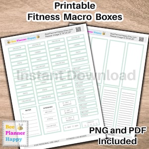 Afdrukbare fitness-macroboxstickers ~ MINT-groene dozen passen op HP klassieke stressbeheersingslay-out en andere ~ Stap-, gewicht-, calorieëntrackers