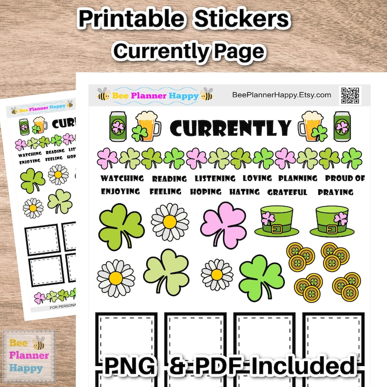 Printable Currently Page Stickers ~ St. Patrick's Day for Planners ...