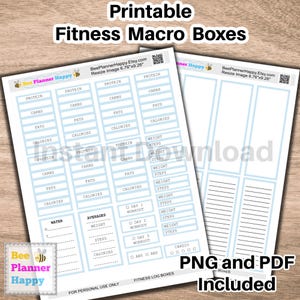 Afdrukbare fitness-macroboxstickers ~ Lichtblauwe dozen geschikt voor HP klassieke stressbeheersingslay-out en andere ~ Stap-, gewicht-, calorieëntrackers
