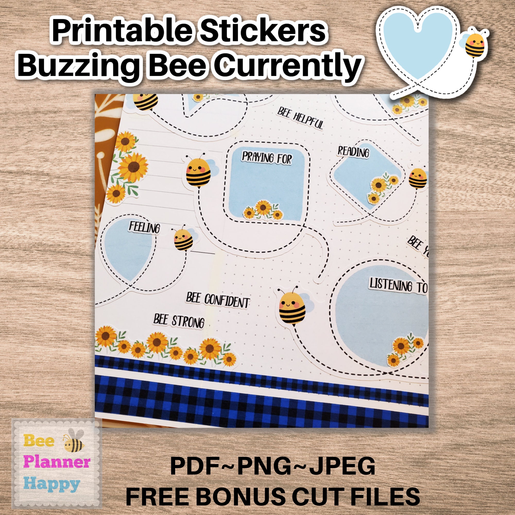 Printable Currently Sticker Page ~ Cute Bee Boxes and Words for ...