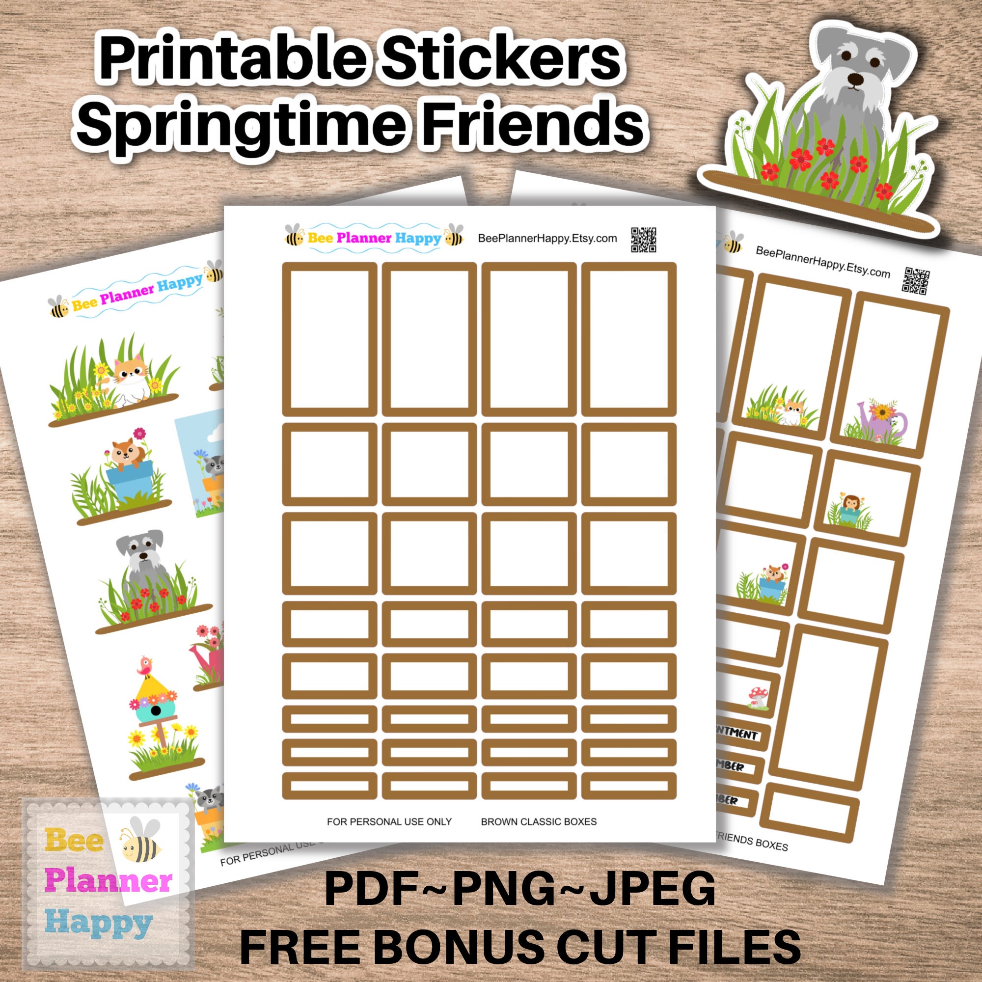 Spring Time Clear Sticker Printable Stickers of Springtime Friends With Classic Size Boxes for ...