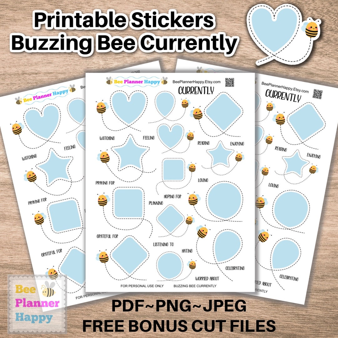 Printable Currently Sticker Page ~ Cute Bee Boxes and Words for ...