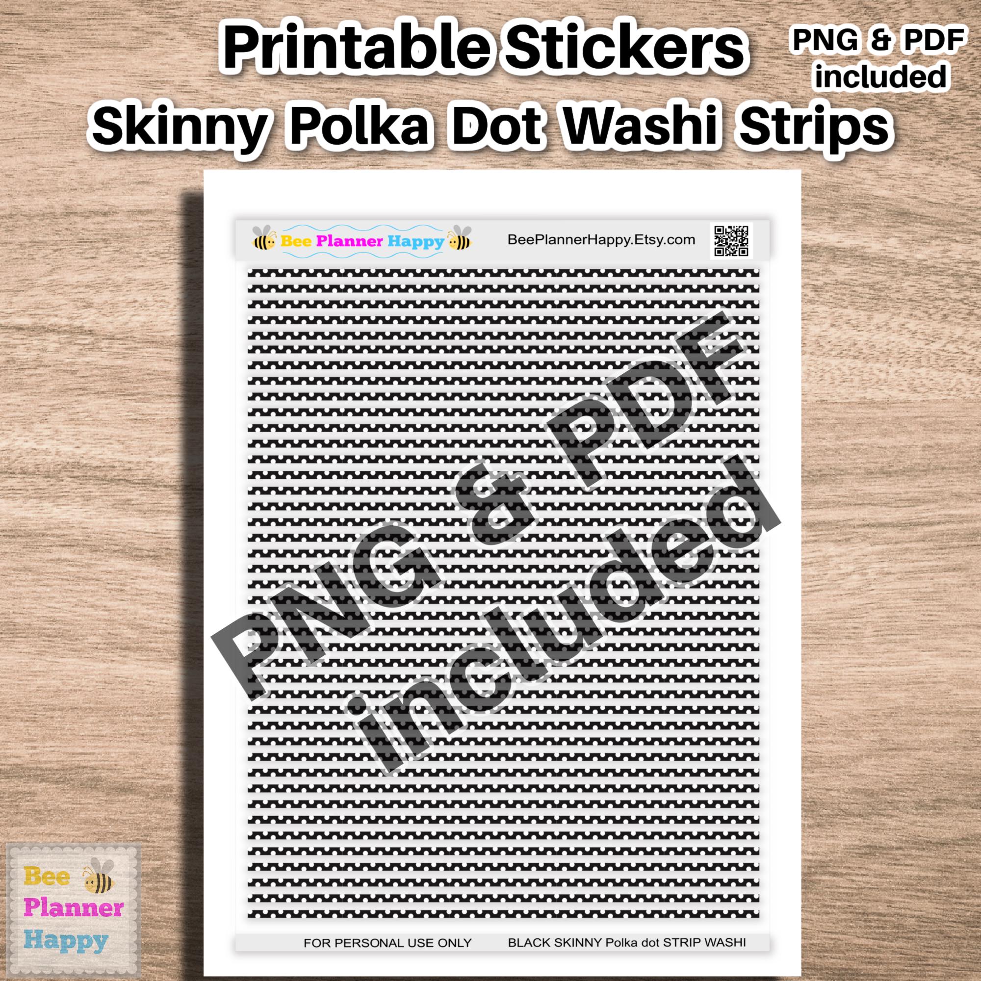 Printable Black and White Polka Dot Skinny Washi Strips for Planners ...
