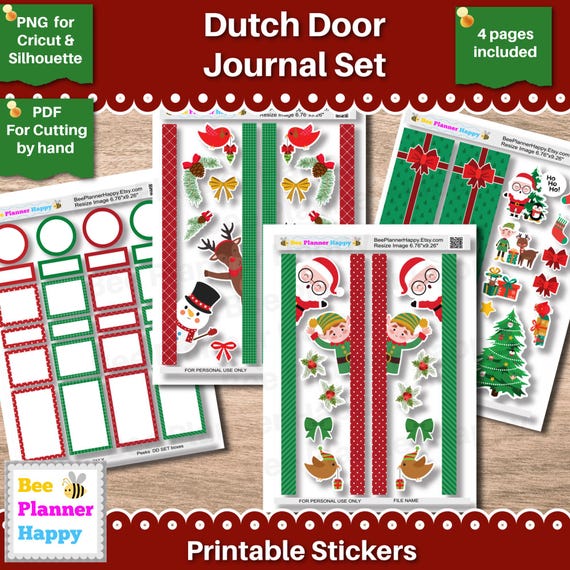 Christmas Dutch Door Journal Set Printable Stickers Kit