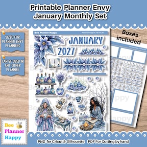 Printable Planner Envy January Monthly Set | Winter Apothecary Theme