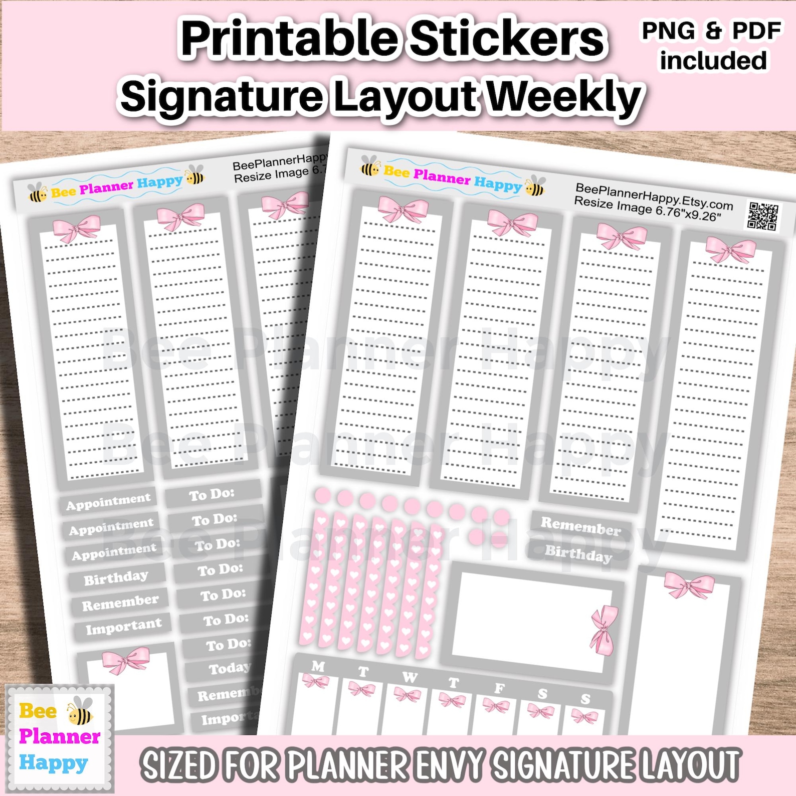Printable Planner Envy Signature Layout Weekly Sticker Kit - Pink ...