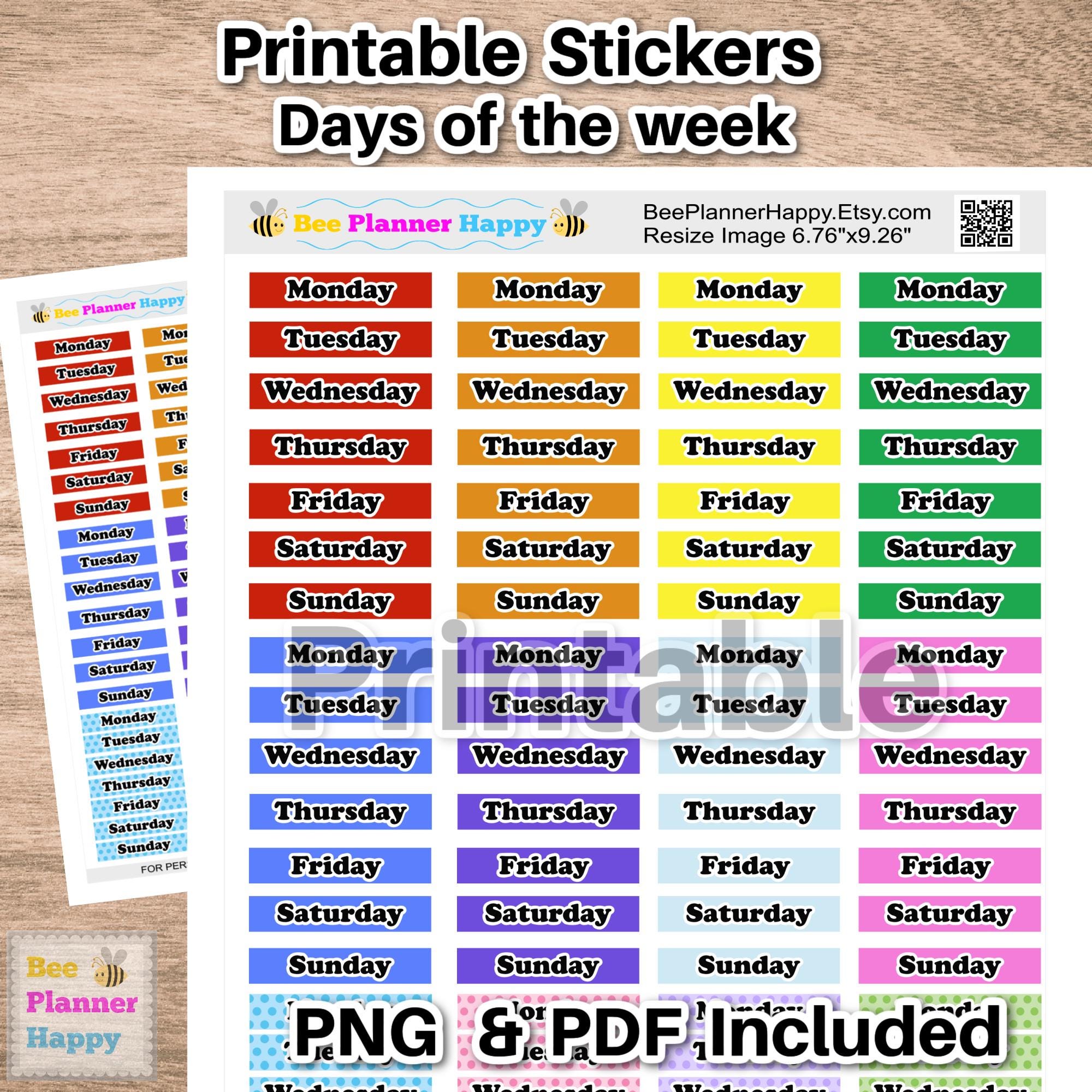 Printable Days of the Week ~ Rainbow Colors and Dots ~ Colored Boxes ...