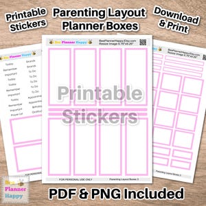 Druckbare Rosa Boxen für Happy Planner Eltern-Layout | Funktionale Planer Aufkleber | Rosa Planer Printables
