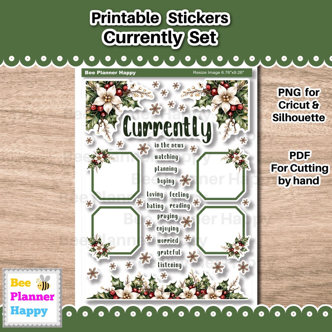 Printable Currently Set Christmas Holiday Stickers for Monthly Planner ...