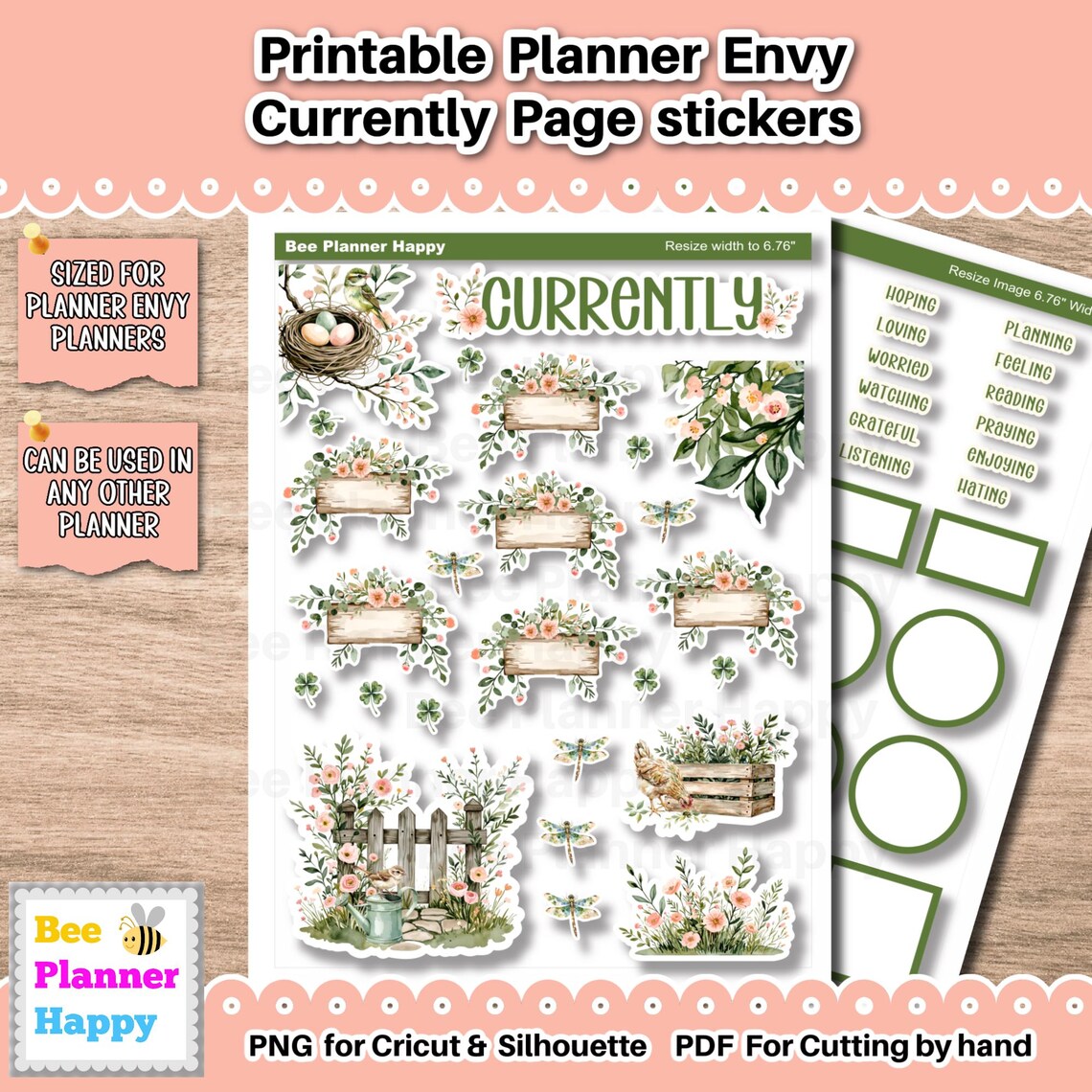 Printable Planner Envy Currently Page Stickers Set ~ March Spring ...