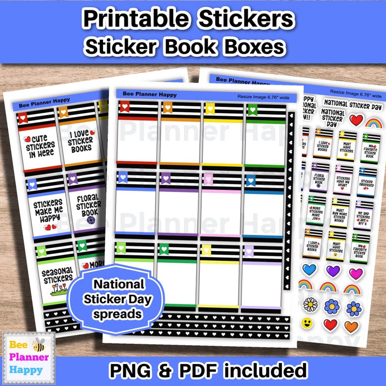 Printable Sticker Book Boxes Classic Vertical Planner Stickers National ...