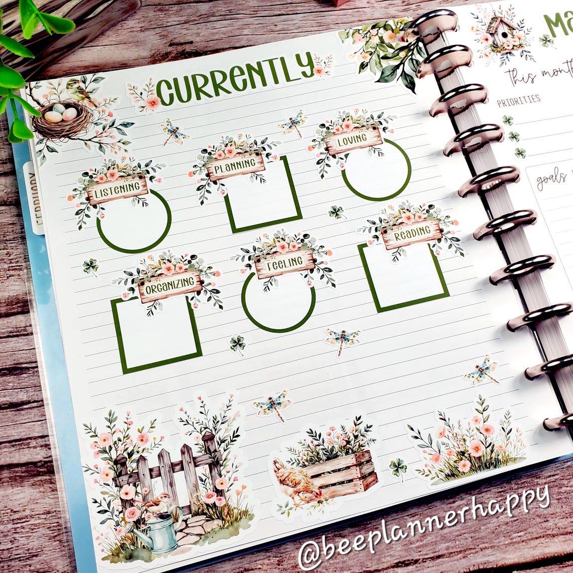 Printable Planner Envy Currently Page Stickers Set ~ March Spring ...