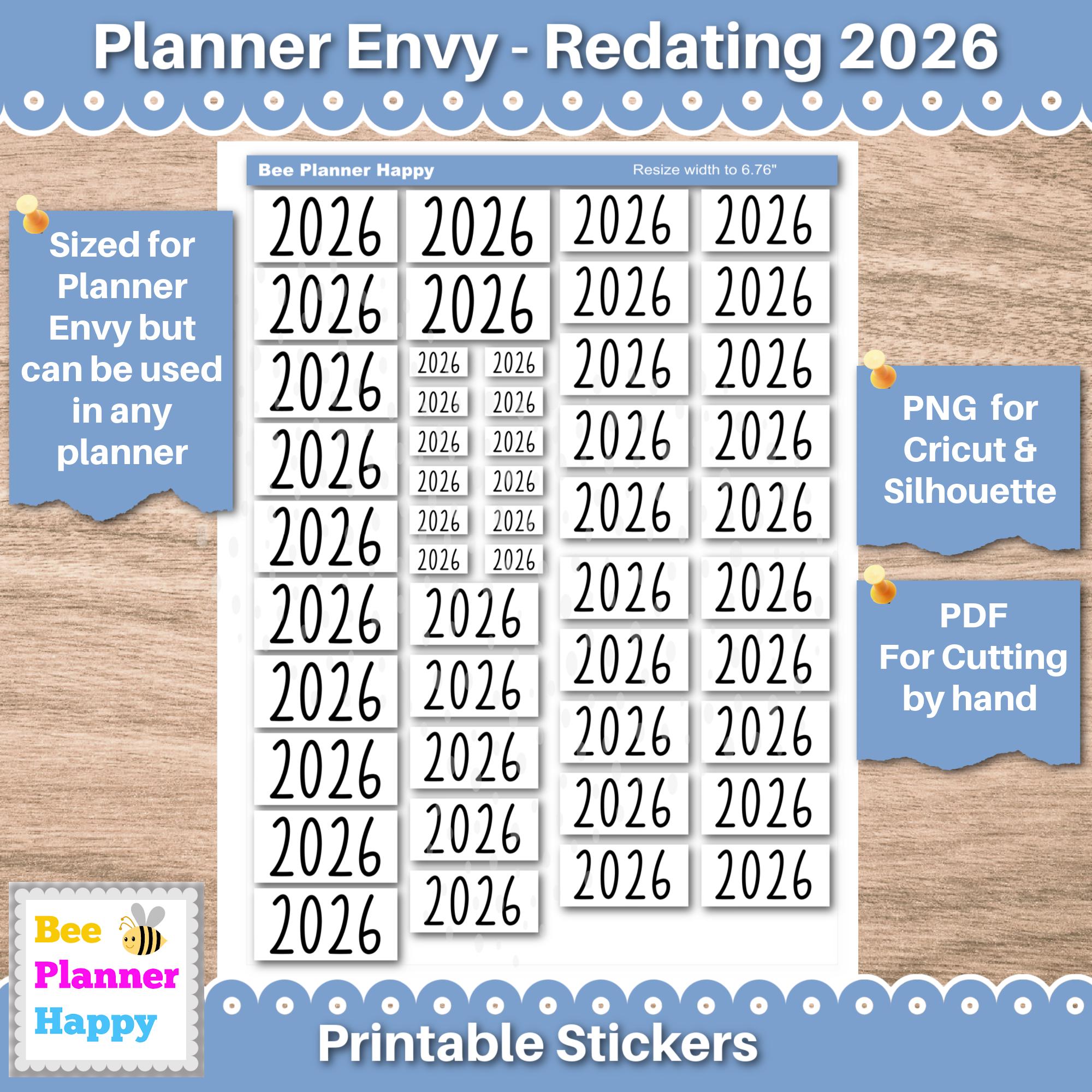 2026 Redating Stickers for Planner Envy ~ Printable Planner Stickers