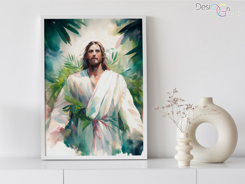 Jesus Christ Palm Sunday Religious Gift Easter Decor Watercolor Wall ...