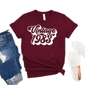 Vintage 1983 Jersey Tee, 40th Birthday T-shirt, 80s Baby Shirt -- Unisex
