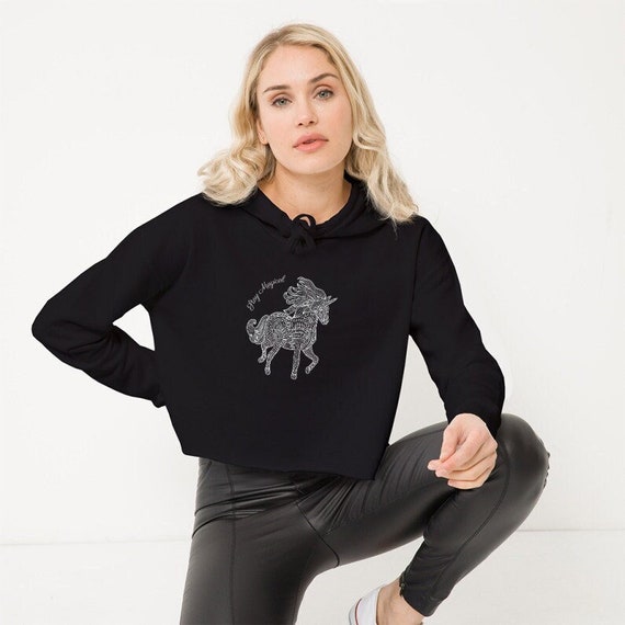 UNICORN Crop Hoodie Unicorn Sweatshirt Stay Magical Hoodie Etsy