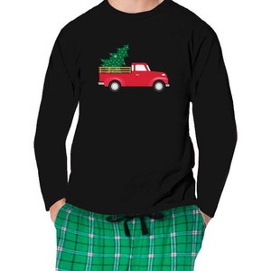 Men&#39;s Christmas Pajamas, Christmas Truck PJs, Mens Holiday PJ Set