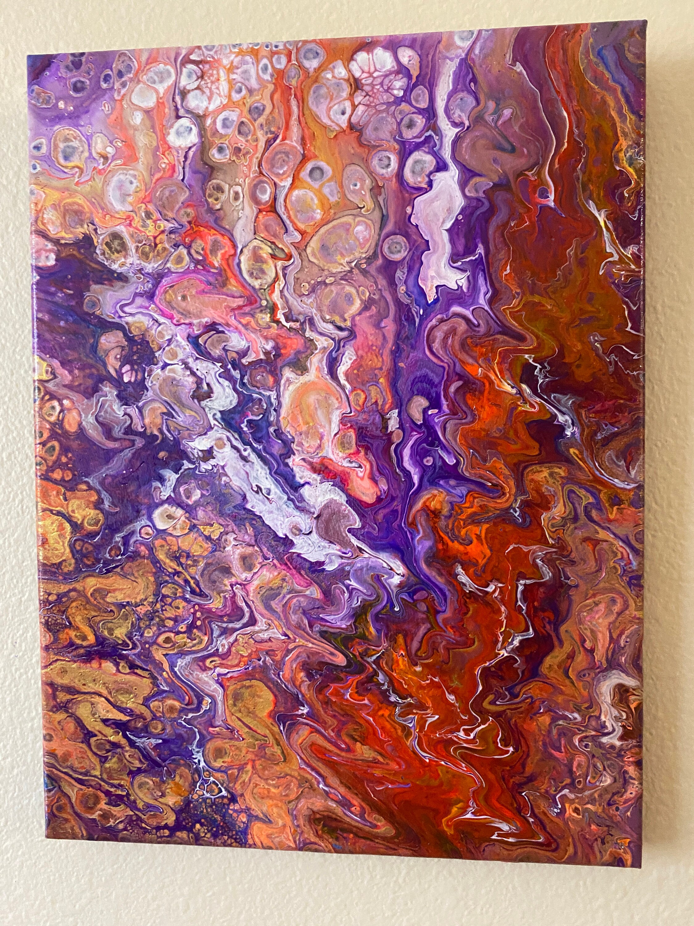 Acrylic Pour Paint Red Ripples 