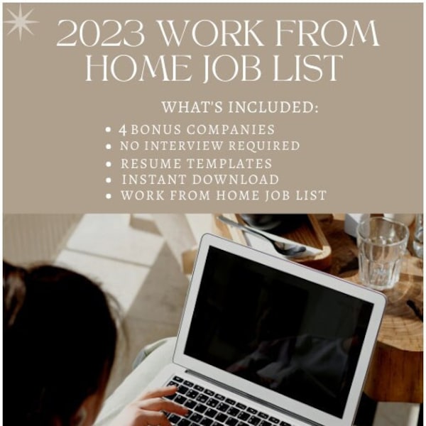 2023 Work from Home JOB LIST : 4 BONUS Companies l No interview required l Resume Template l Instant Download l Work From Home Jobs