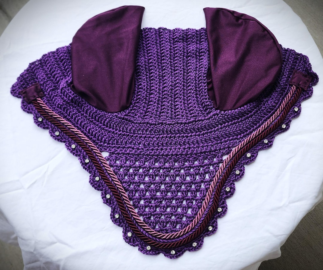 Purple Ear Bonnet / Fly Bonnet / Horse Bonnet / Fly Net, Draft Size - Etsy