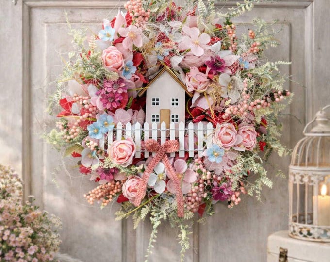 Crocuses, artificial flower wreath for all seasons, home decoration, artificial door wreath, door decorations, wreath with flowers