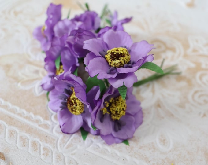 6 small flowers, artificial flowers, decorative flowers, craft flowers Artificial rosebuds, flower heads, flowers for crafts, poppies