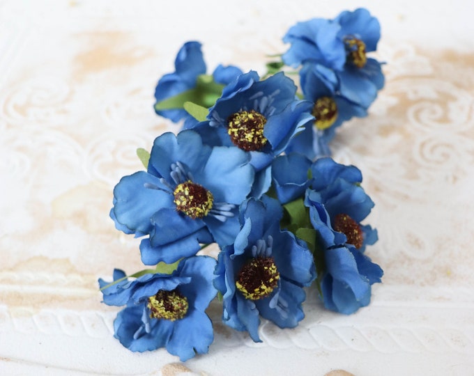 6 small flowers, artificial flowers, decorative flowers, craft flowers Artificial rosebuds, flower heads, flowers for crafts, poppies